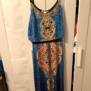 Blue Tribal Printed Maxi Dress